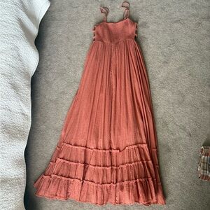 Lulu’s coral Tiered Maxi Dress with Smocked Bodice